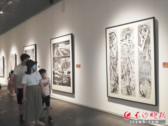 　　观众兴致勃勃参观展览。长沙晚报全媒体记者 胡兆红 摄